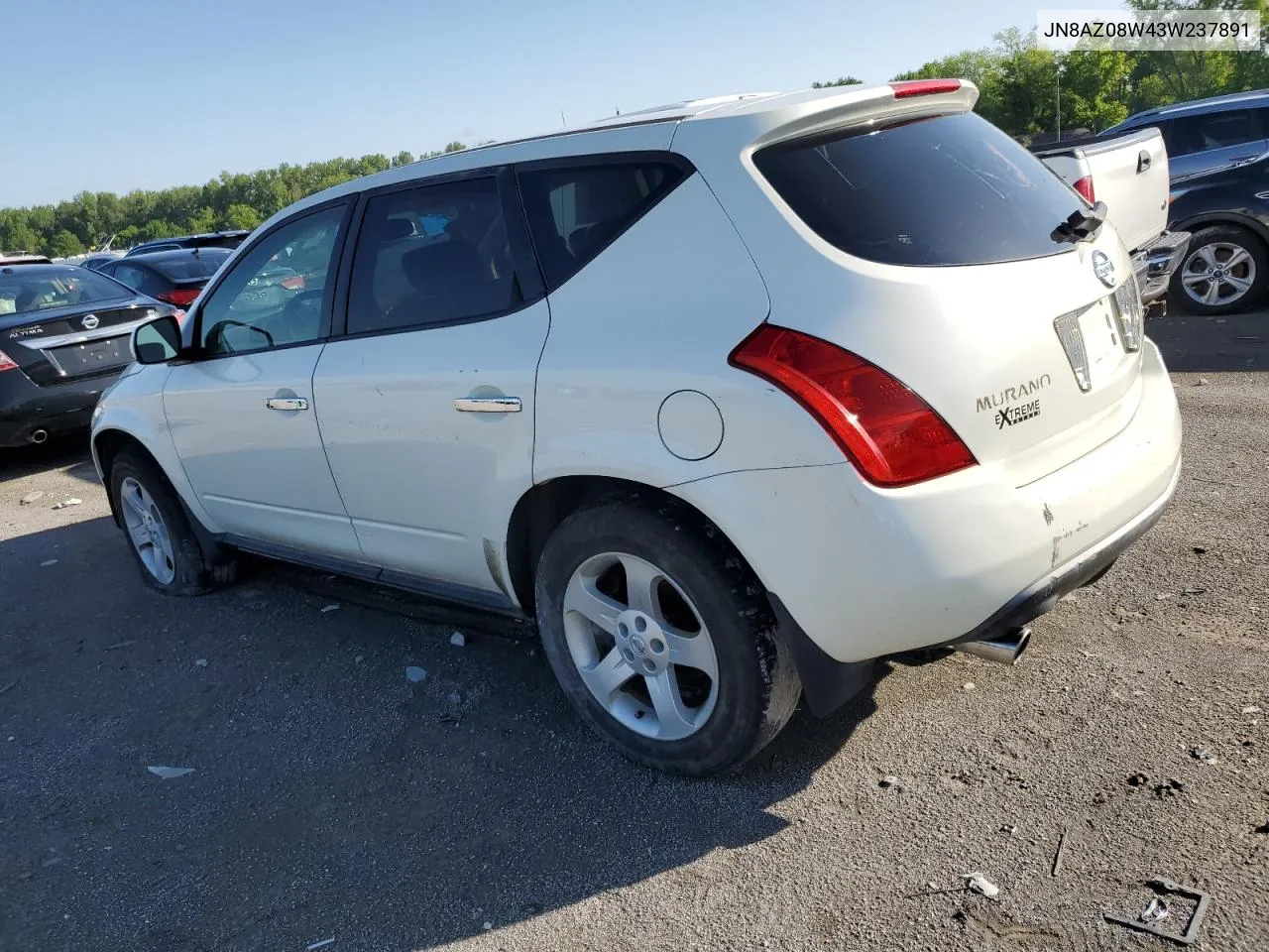 2003 Nissan Murano Sl VIN: JN8AZ08W43W237891 Lot: 53432624