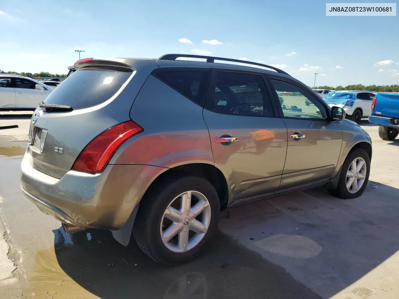 2003 Nissan Murano Sl VIN: JN8AZ08T23W100681 Lot: 68043414