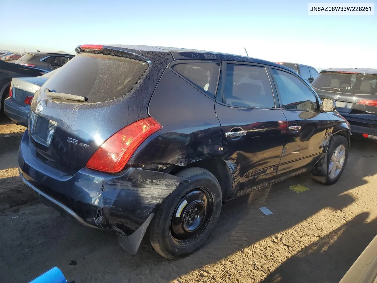 2003 Nissan Murano Sl VIN: JN8AZ08W33W228261 Lot: 72967364