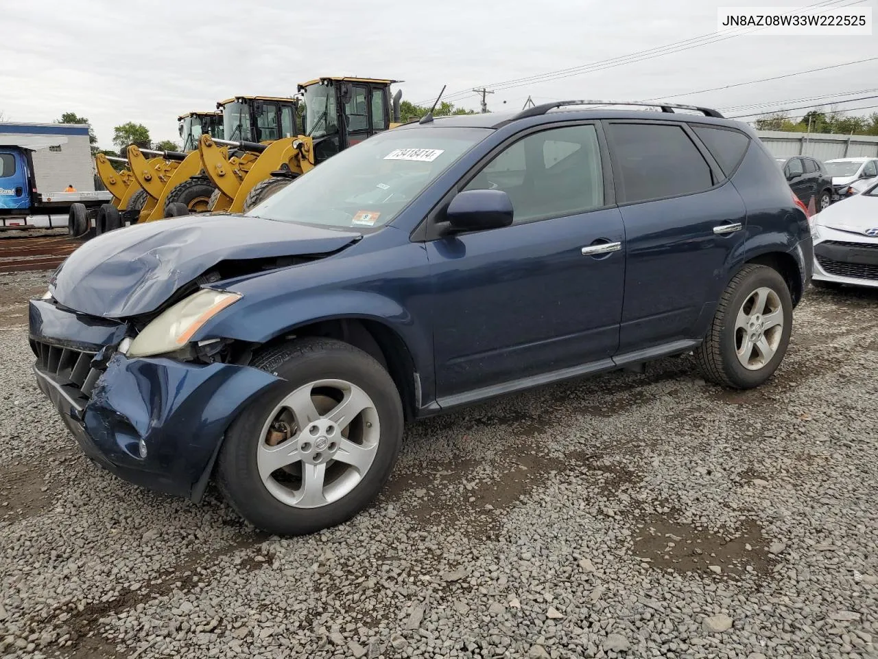 2003 Nissan Murano Sl VIN: JN8AZ08W33W222525 Lot: 73418414