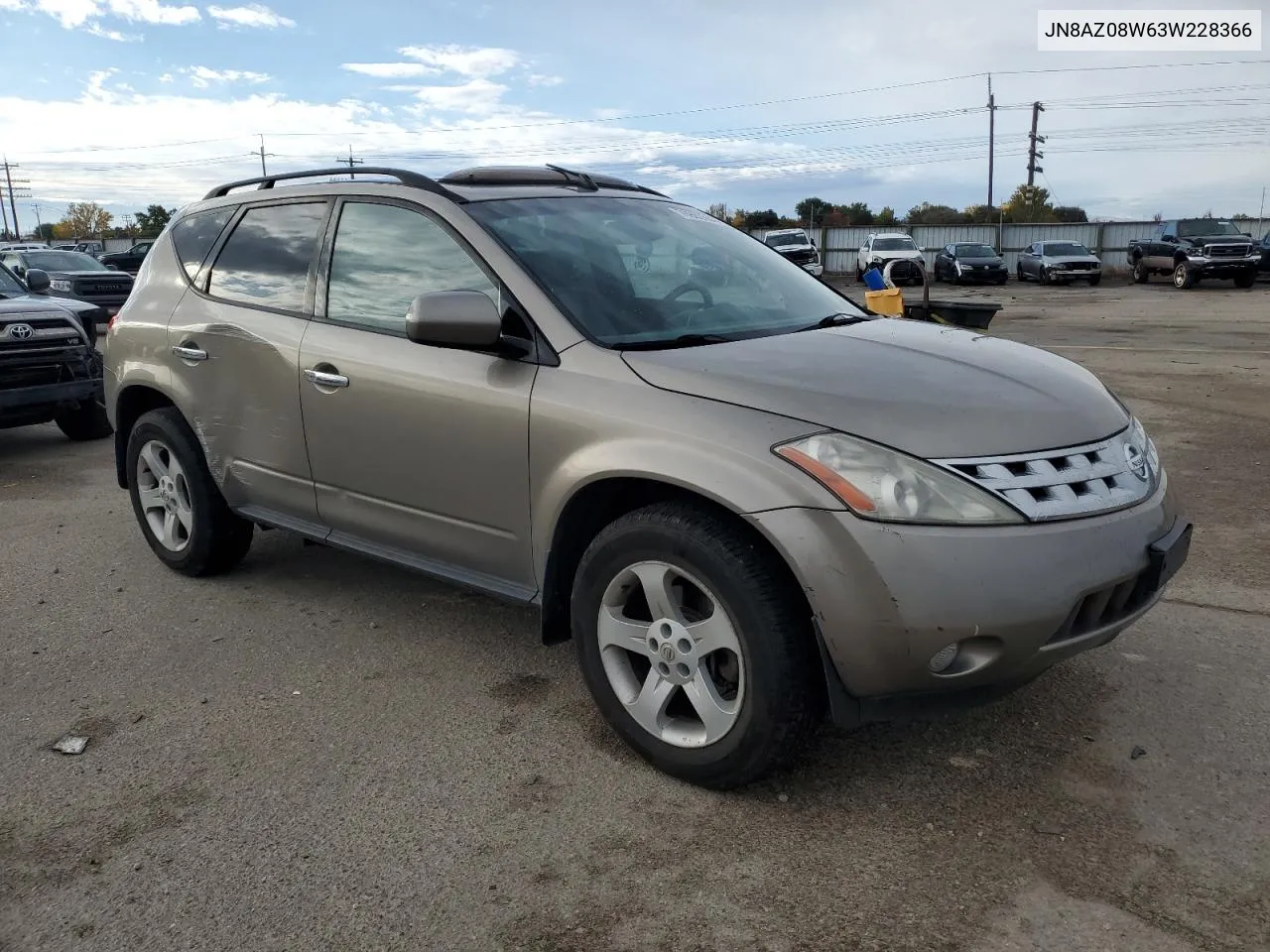 2003 Nissan Murano Sl VIN: JN8AZ08W63W228366 Lot: 76980534