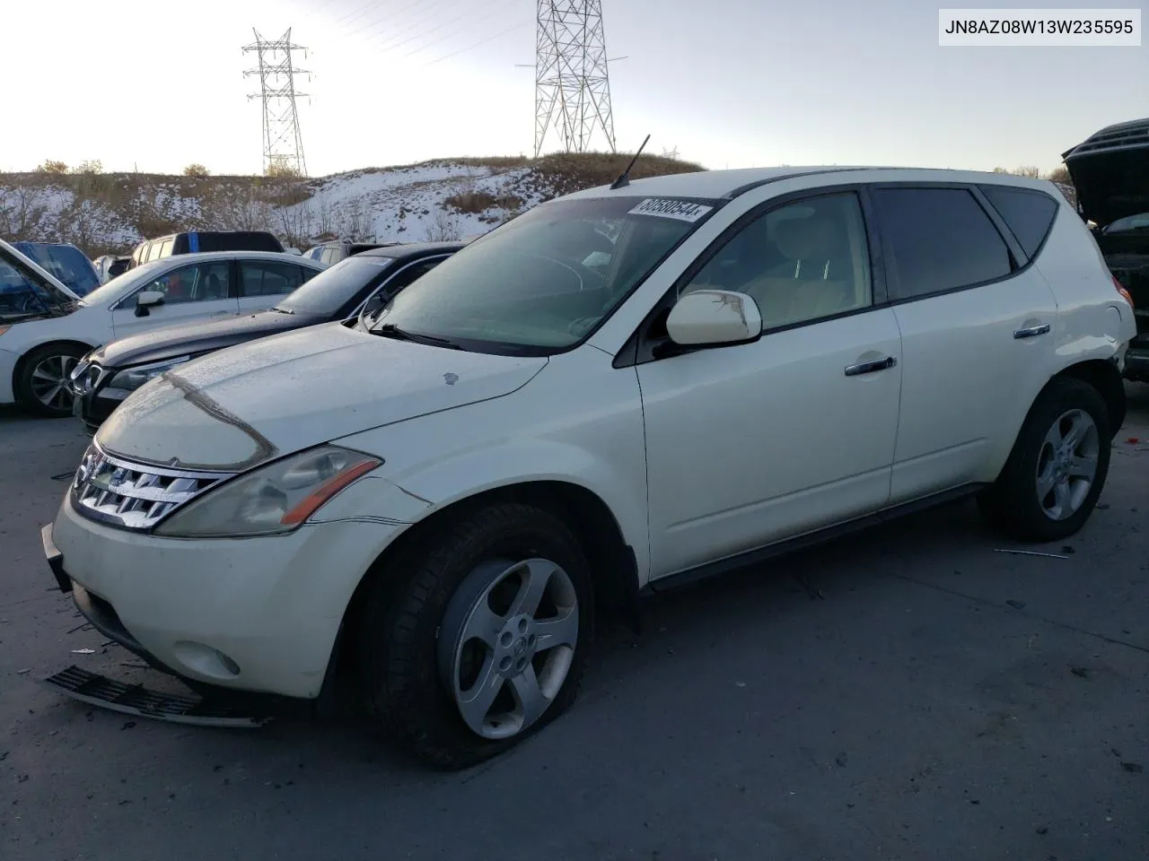 2003 Nissan Murano Sl VIN: JN8AZ08W13W235595 Lot: 80580544