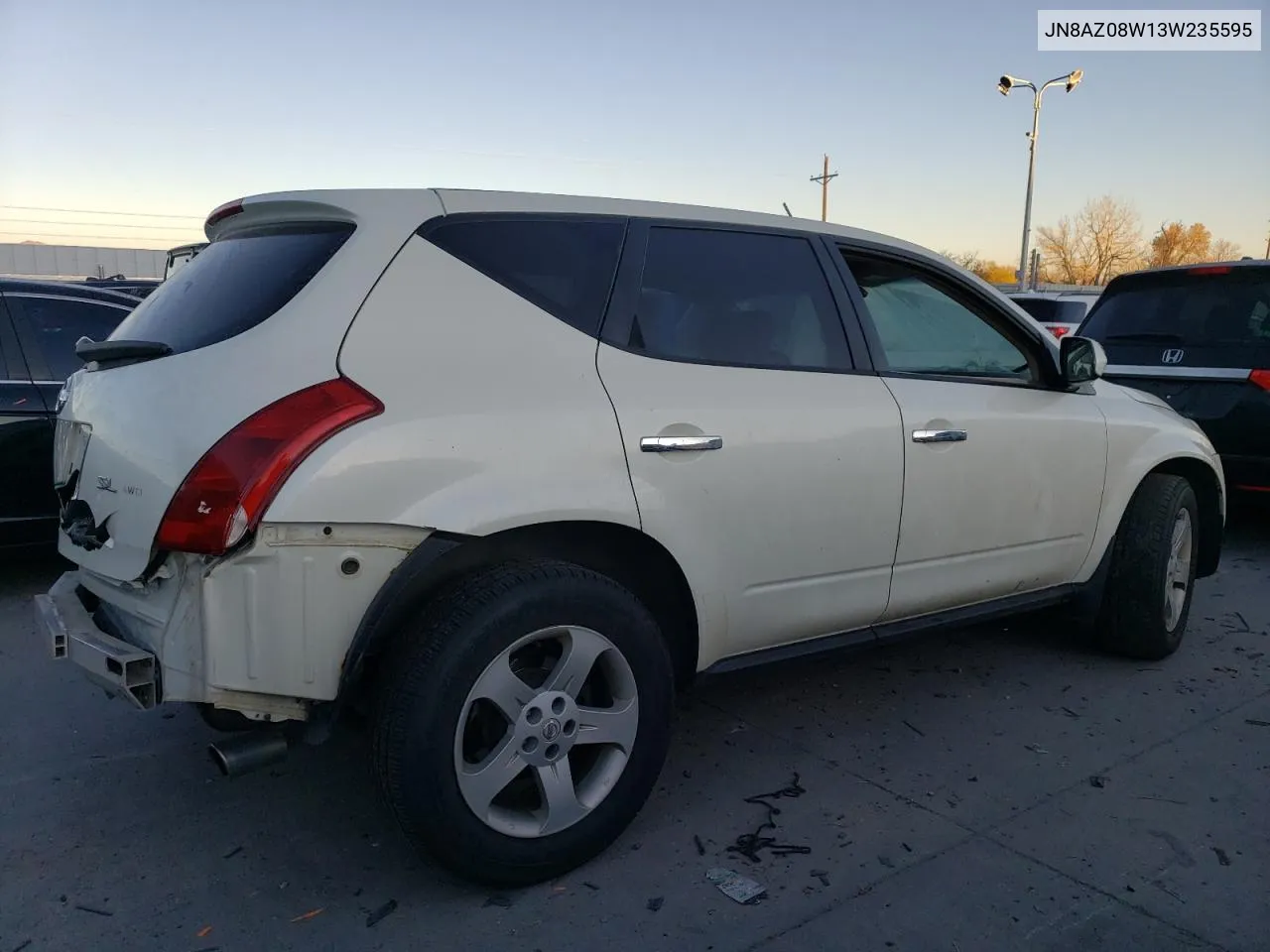 2003 Nissan Murano Sl VIN: JN8AZ08W13W235595 Lot: 80580544