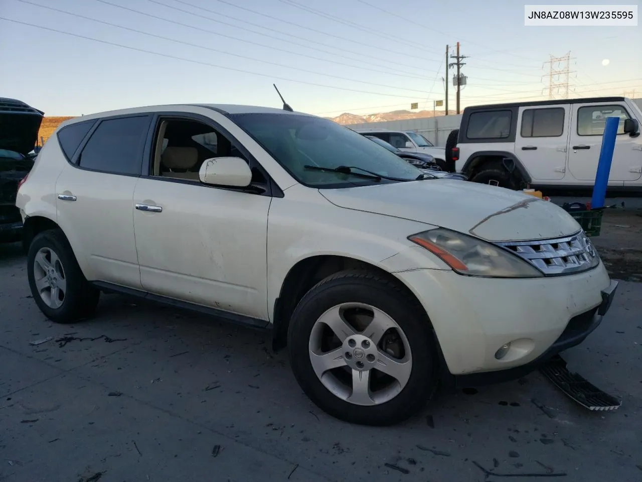 2003 Nissan Murano Sl VIN: JN8AZ08W13W235595 Lot: 80580544