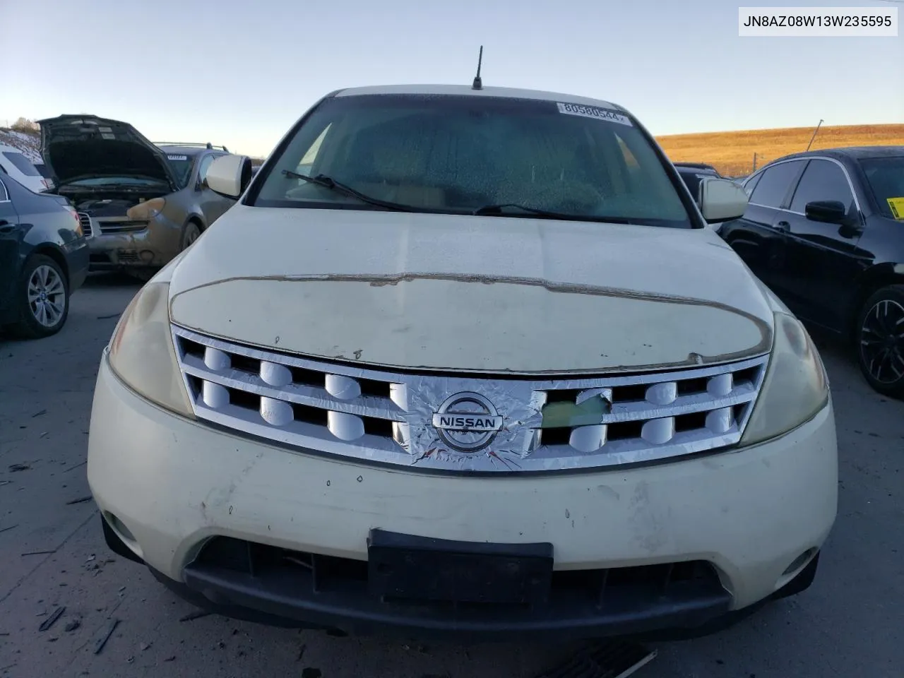 2003 Nissan Murano Sl VIN: JN8AZ08W13W235595 Lot: 80580544