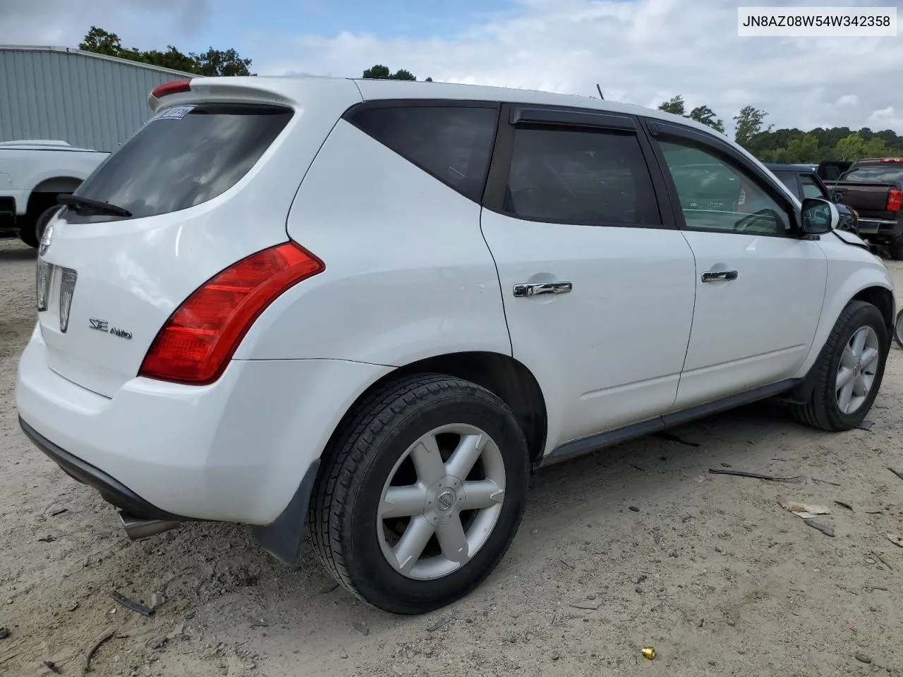 2004 Nissan Murano Sl VIN: JN8AZ08W54W342358 Lot: 69830424