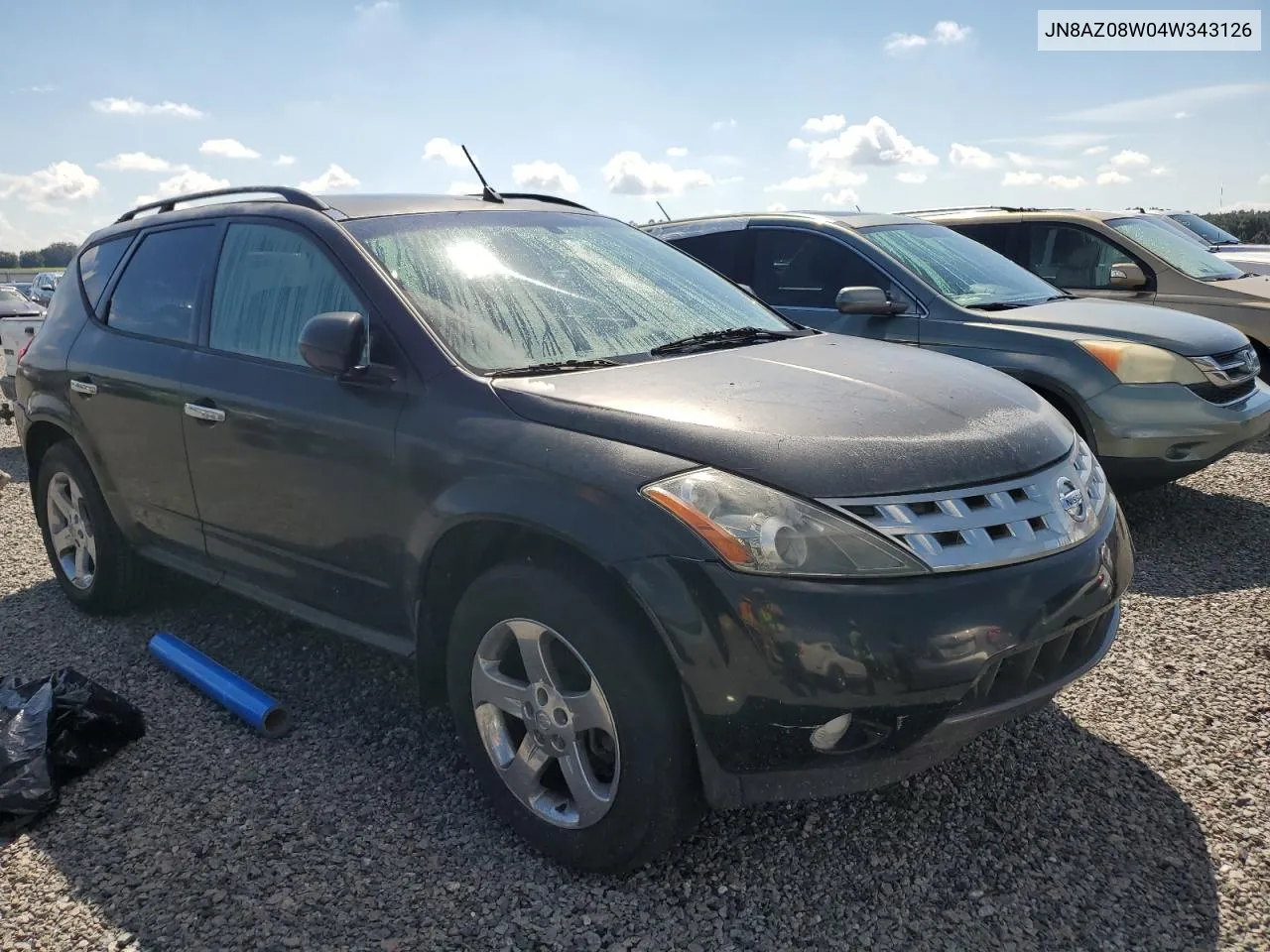 2004 Nissan Murano Sl VIN: JN8AZ08W04W343126 Lot: 73827244