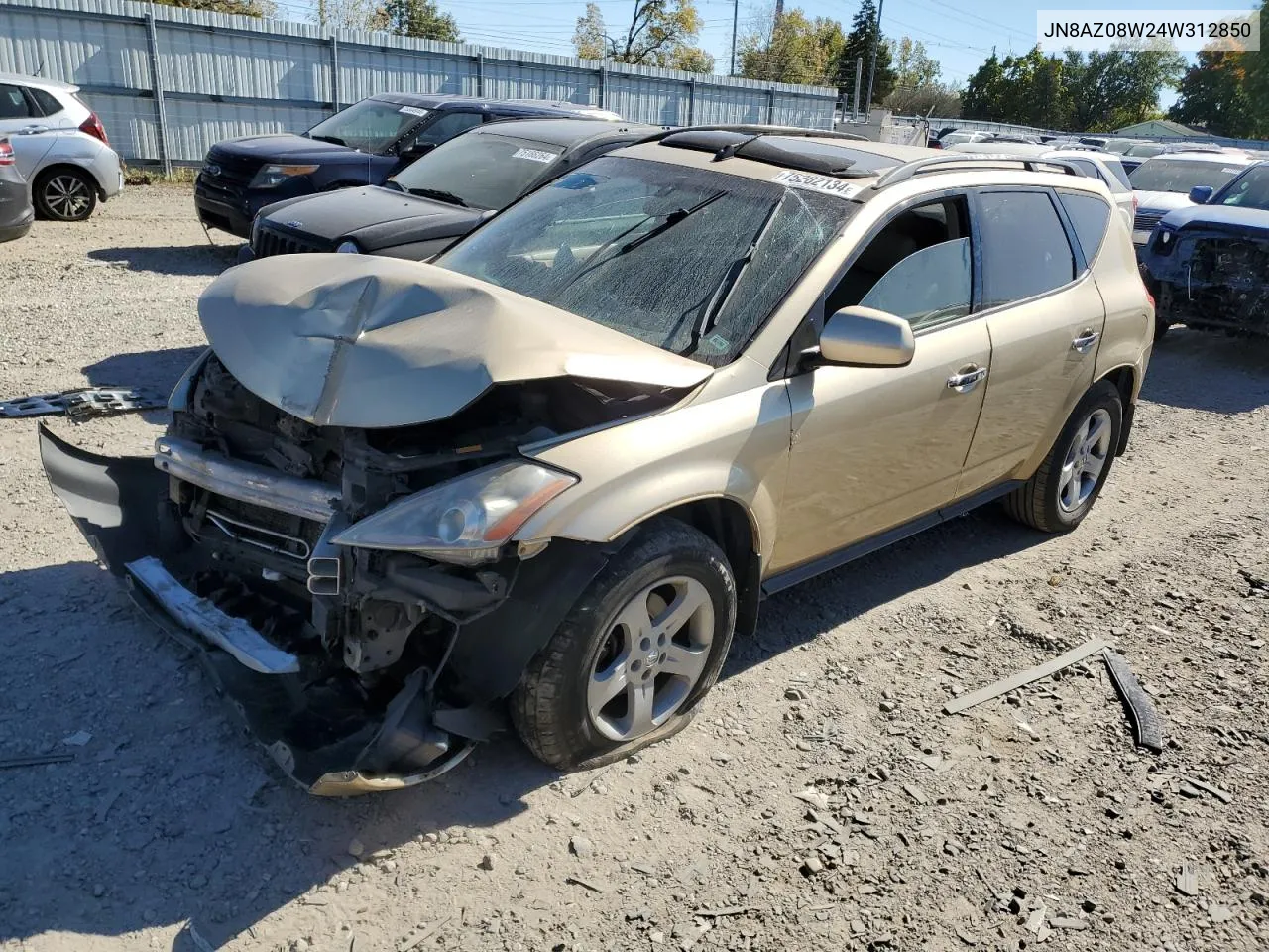 2004 Nissan Murano Sl VIN: JN8AZ08W24W312850 Lot: 75202134