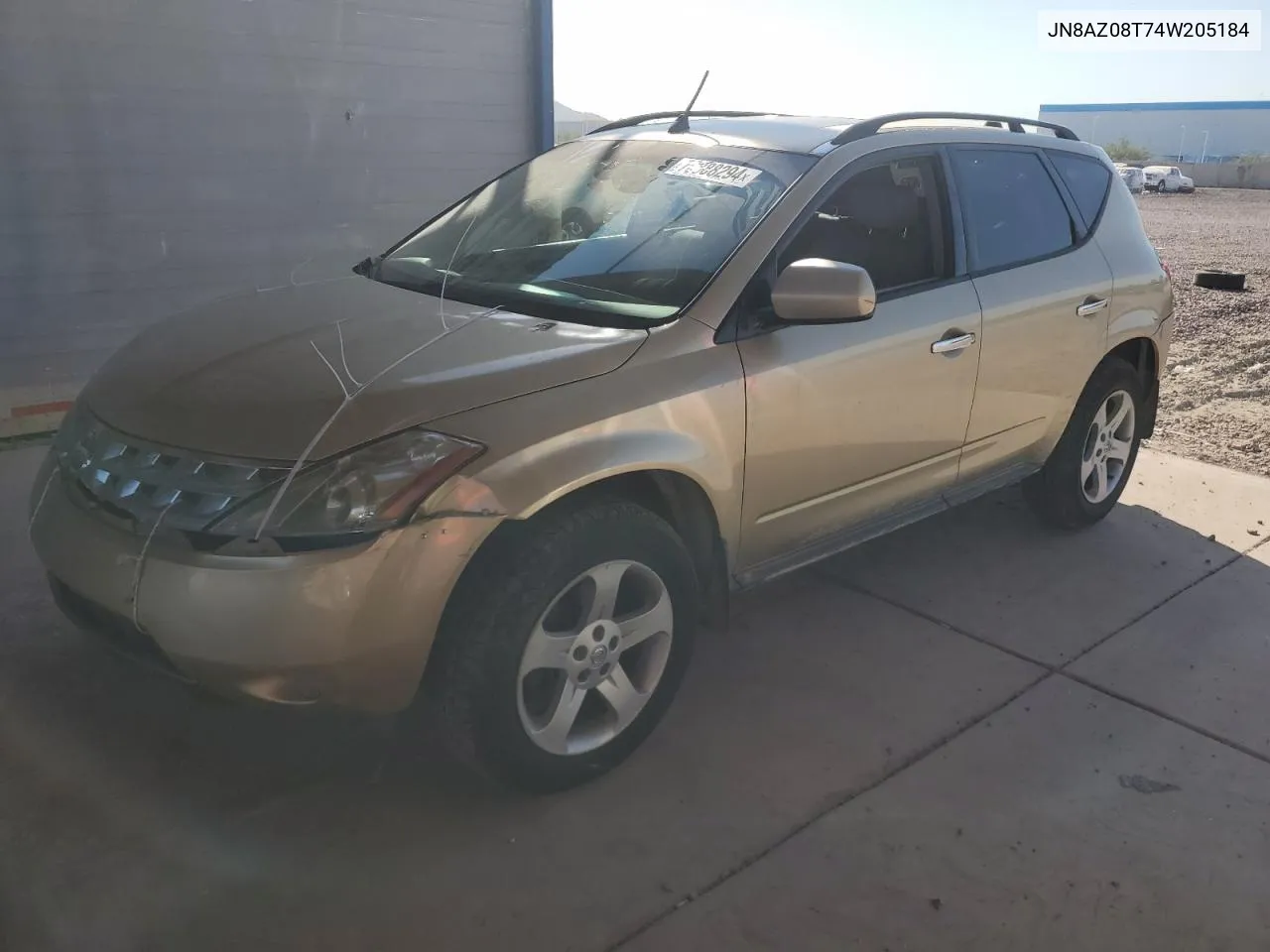 2004 Nissan Murano Sl VIN: JN8AZ08T74W205184 Lot: 75888294