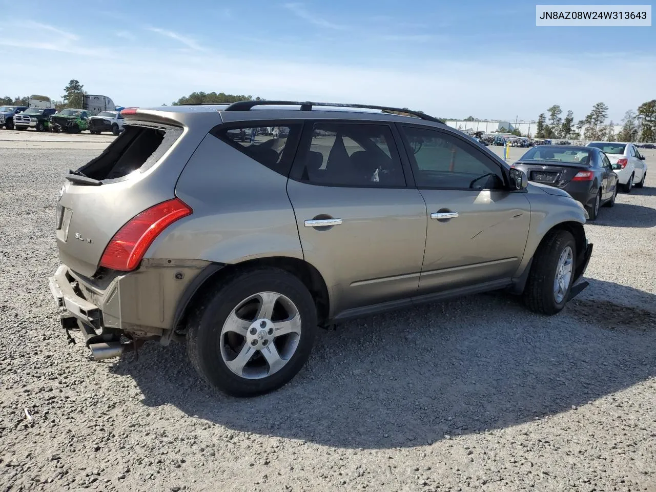 2004 Nissan Murano Sl VIN: JN8AZ08W24W313643 Lot: 78888344