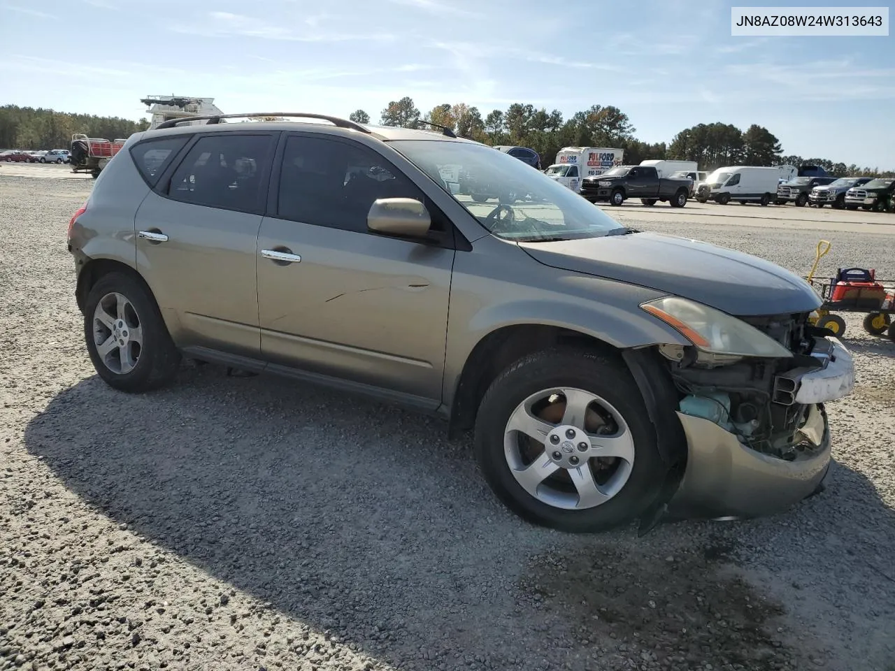 2004 Nissan Murano Sl VIN: JN8AZ08W24W313643 Lot: 78888344