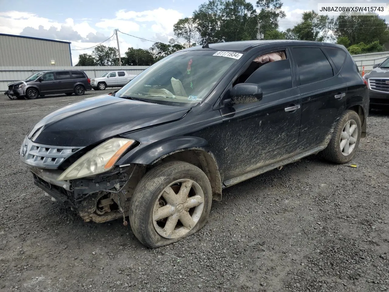 2005 Nissan Murano Sl VIN: JN8AZ08WX5W415743 Lot: 61171934