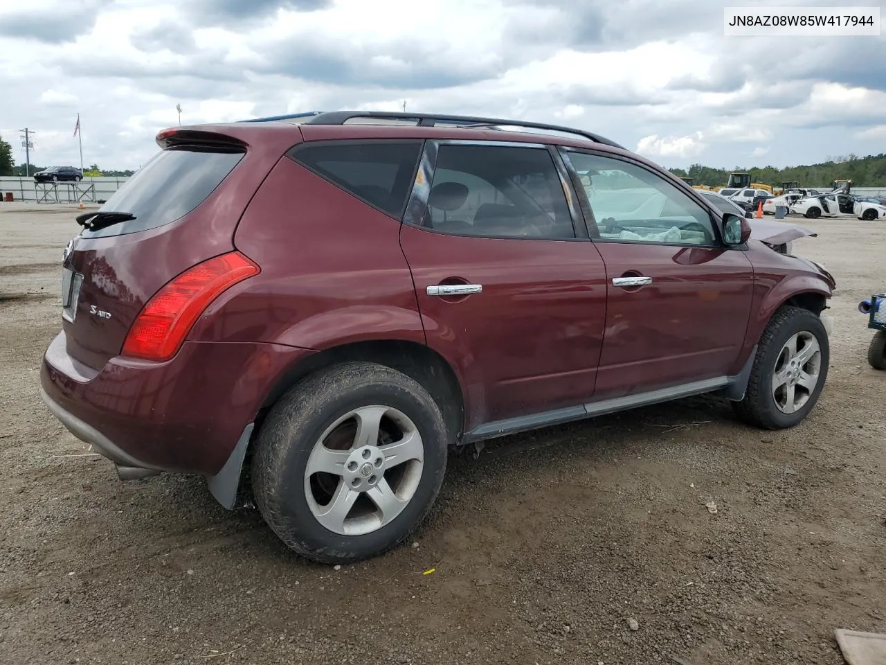 2005 Nissan Murano Sl VIN: JN8AZ08W85W417944 Lot: 66903534