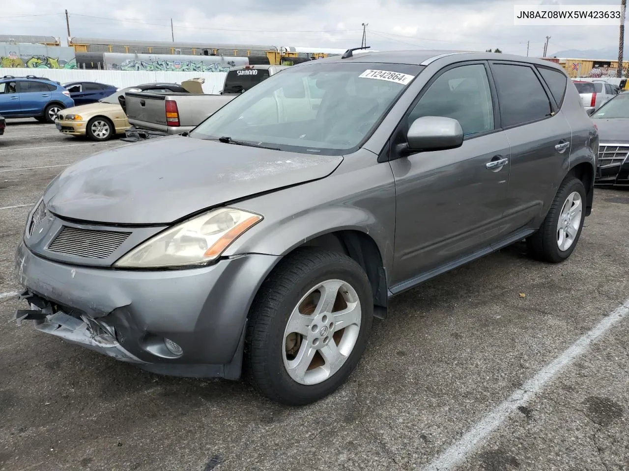 2005 Nissan Murano Sl VIN: JN8AZ08WX5W423633 Lot: 71242864