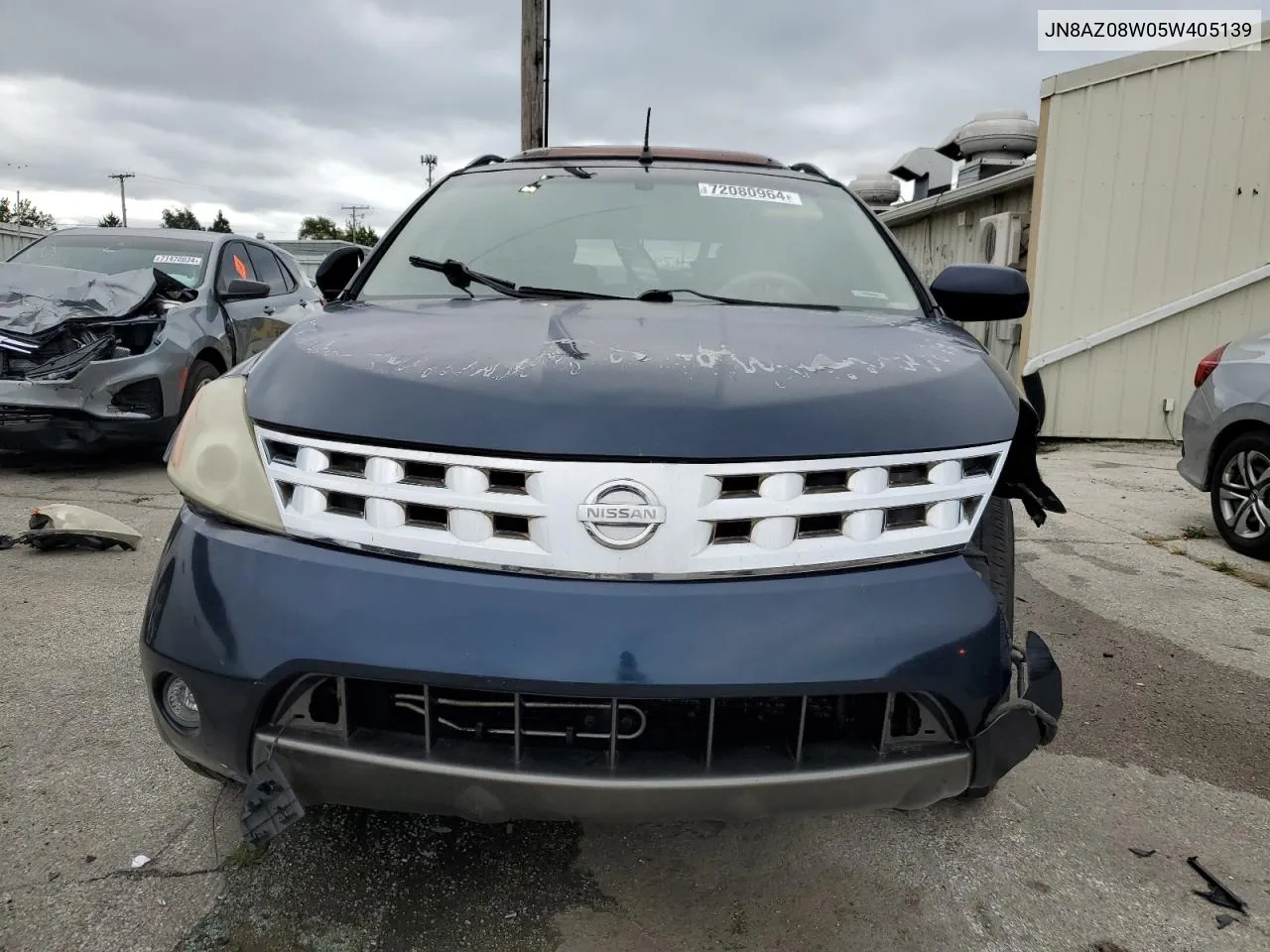 2005 Nissan Murano Sl VIN: JN8AZ08W05W405139 Lot: 72080964