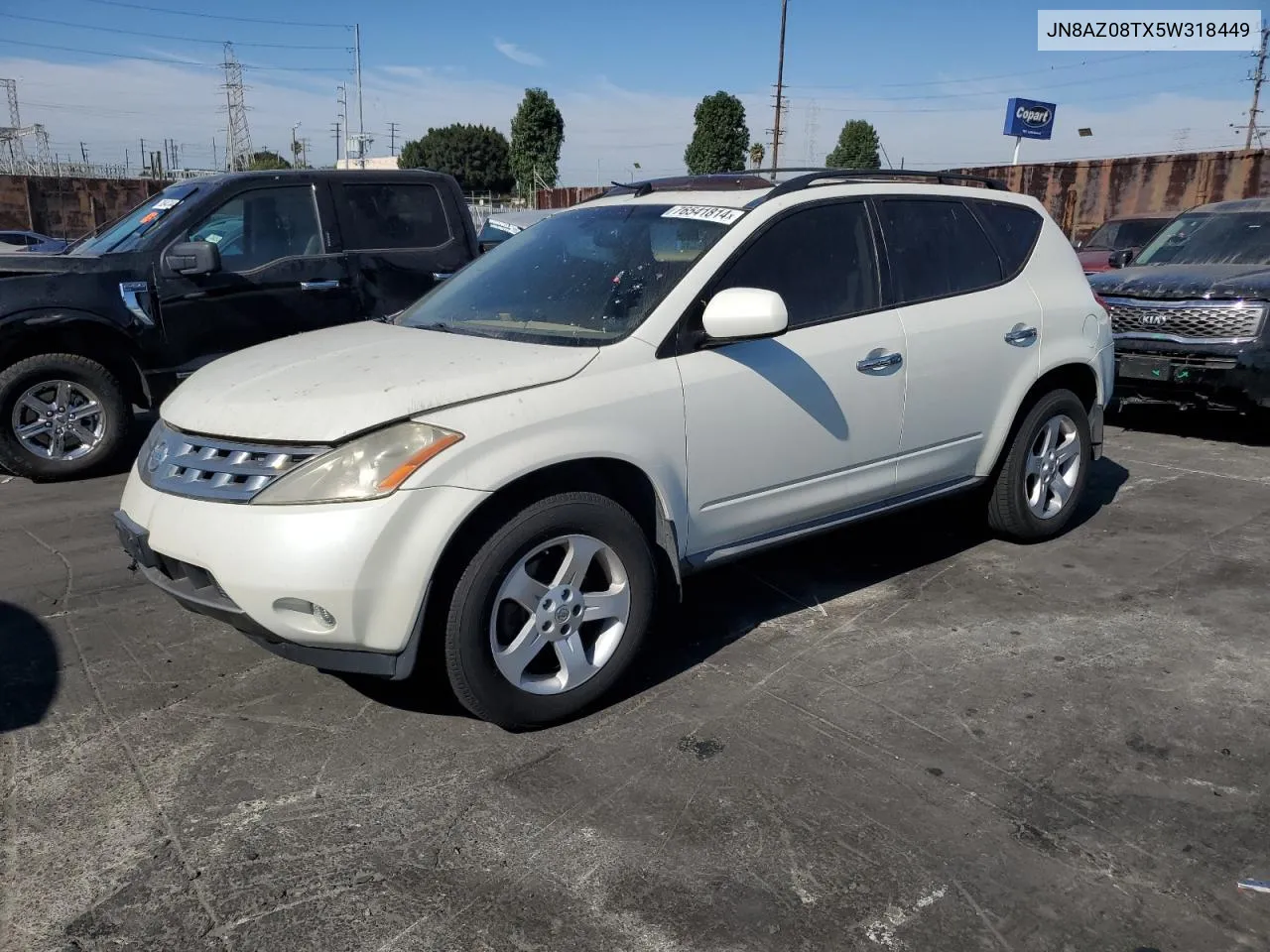 2005 Nissan Murano Sl VIN: JN8AZ08TX5W318449 Lot: 76541814