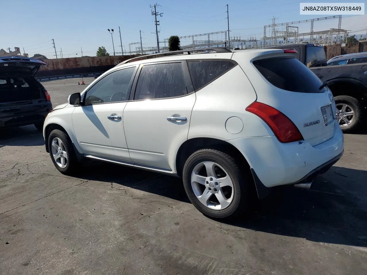 2005 Nissan Murano Sl VIN: JN8AZ08TX5W318449 Lot: 76541814