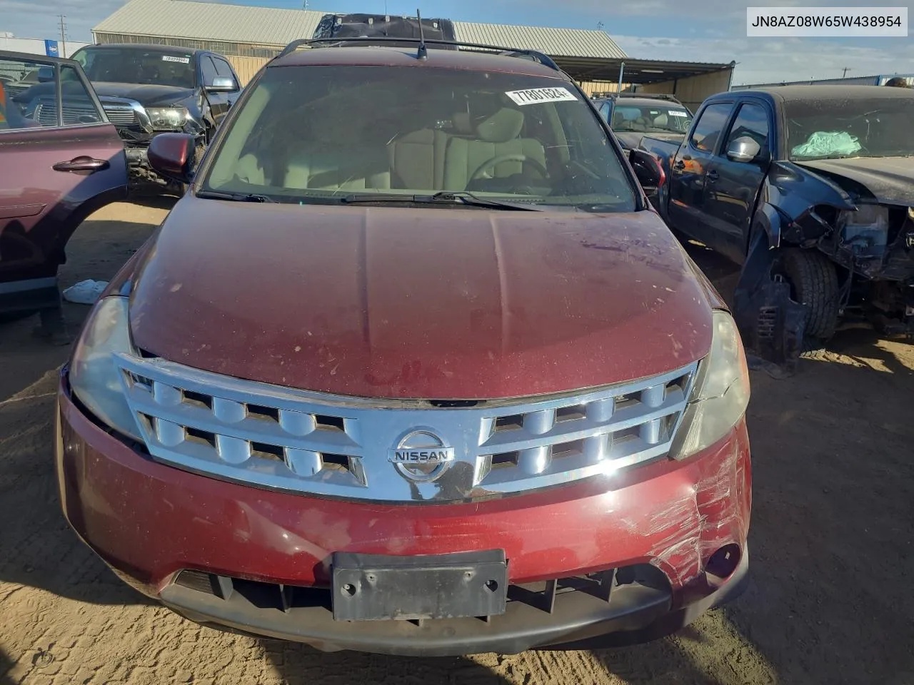 2005 Nissan Murano Sl VIN: JN8AZ08W65W438954 Lot: 77801624