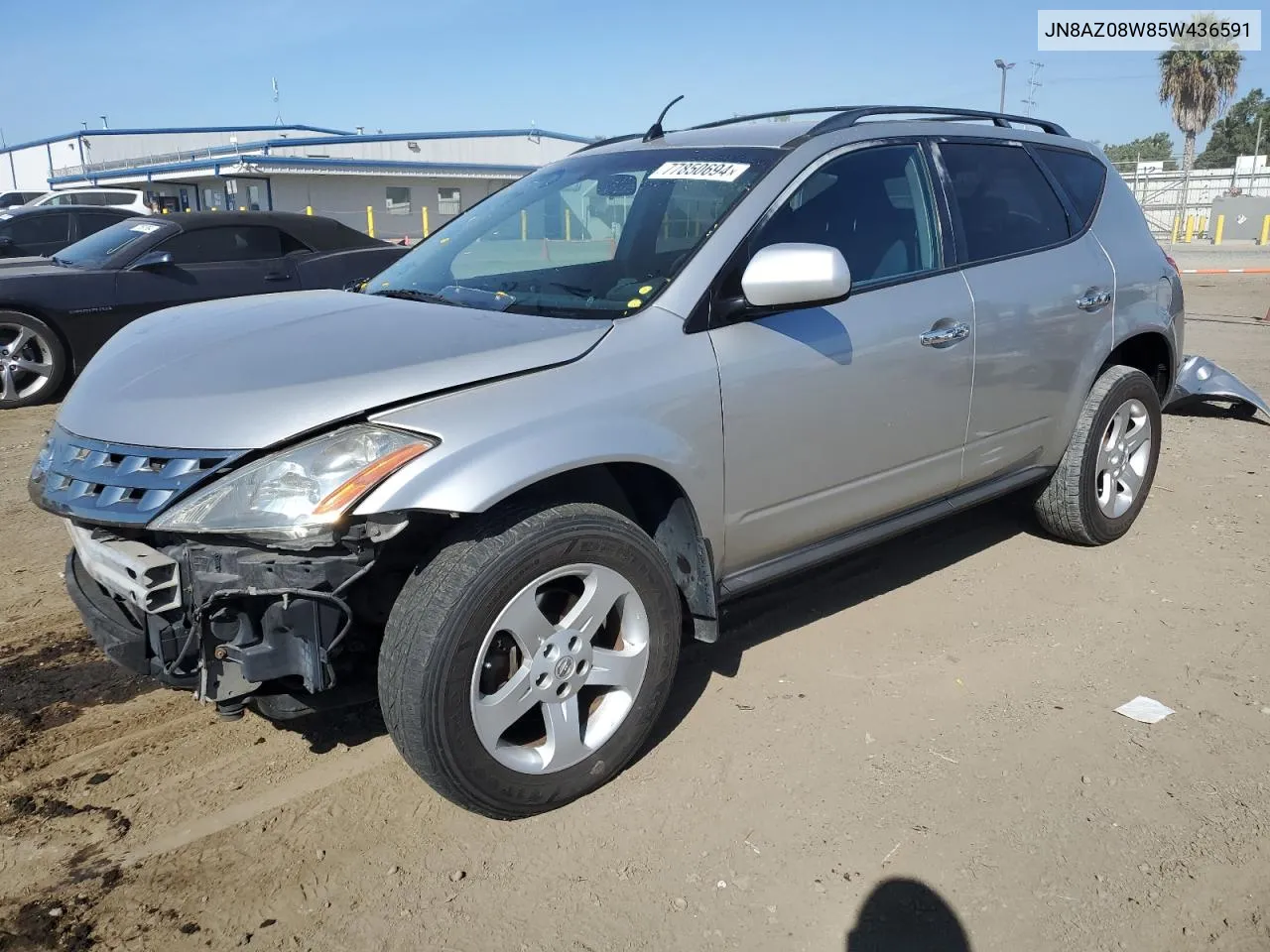 2005 Nissan Murano Sl VIN: JN8AZ08W85W436591 Lot: 77850694