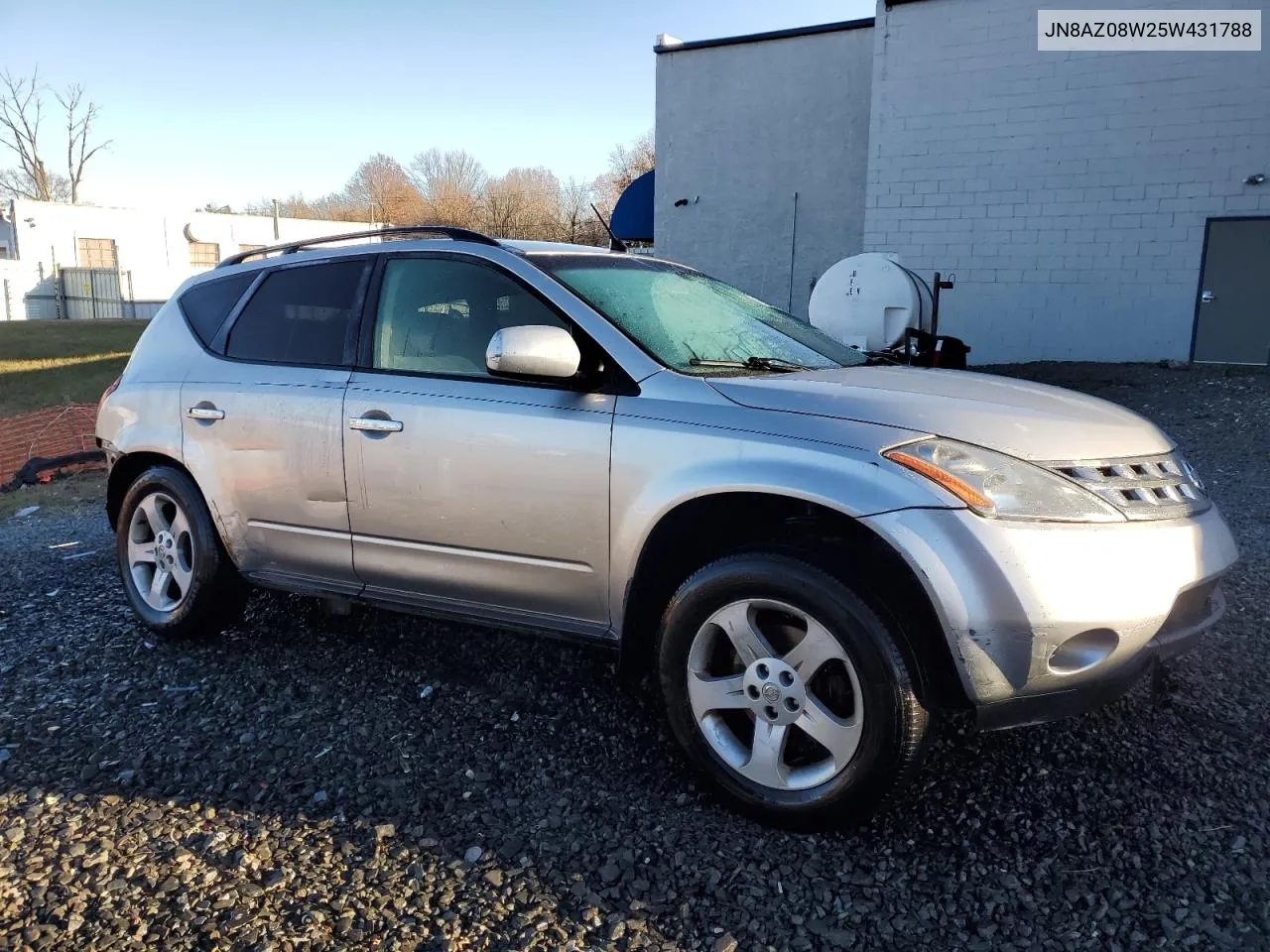 2005 Nissan Murano Sl VIN: JN8AZ08W25W431788 Lot: 80266084