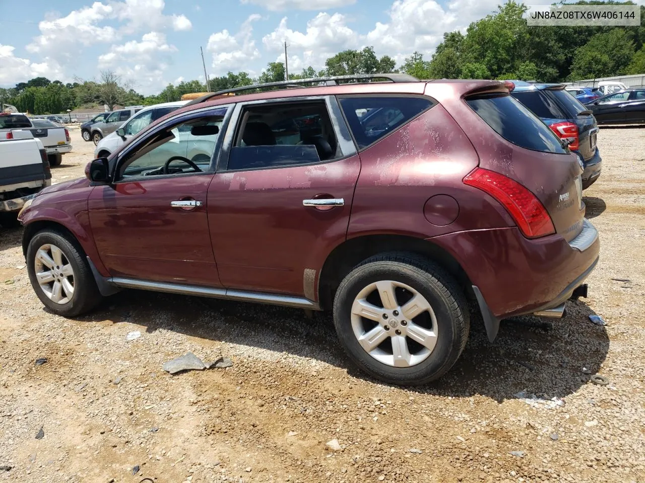 2006 Nissan Murano Sl VIN: JN8AZ08TX6W406144 Lot: 60207384