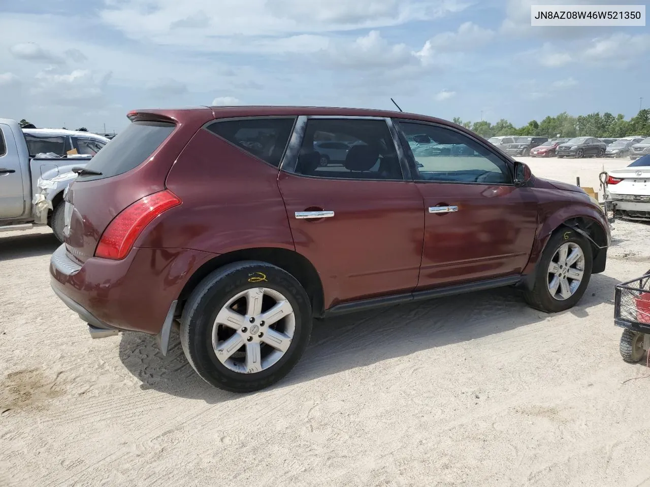 2006 Nissan Murano Sl VIN: JN8AZ08W46W521350 Lot: 61891624