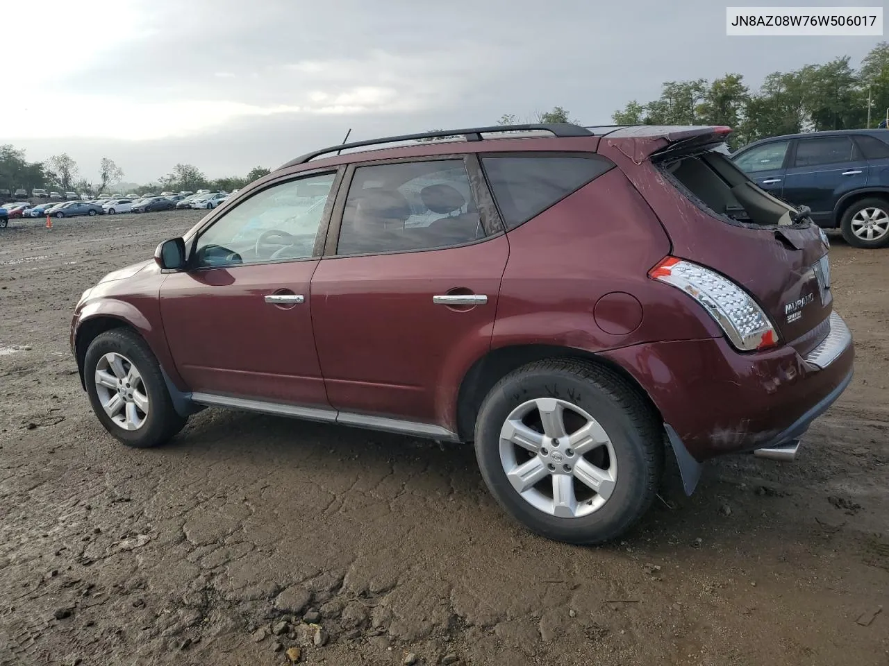 2006 Nissan Murano Sl VIN: JN8AZ08W76W506017 Lot: 74061774