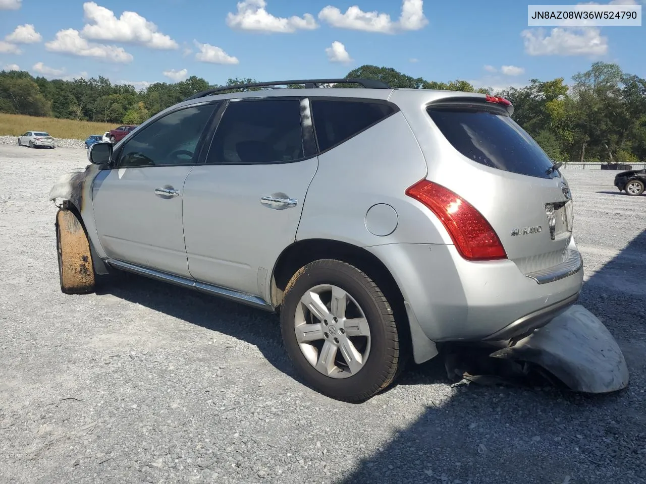 2006 Nissan Murano Sl VIN: JN8AZ08W36W524790 Lot: 74215194