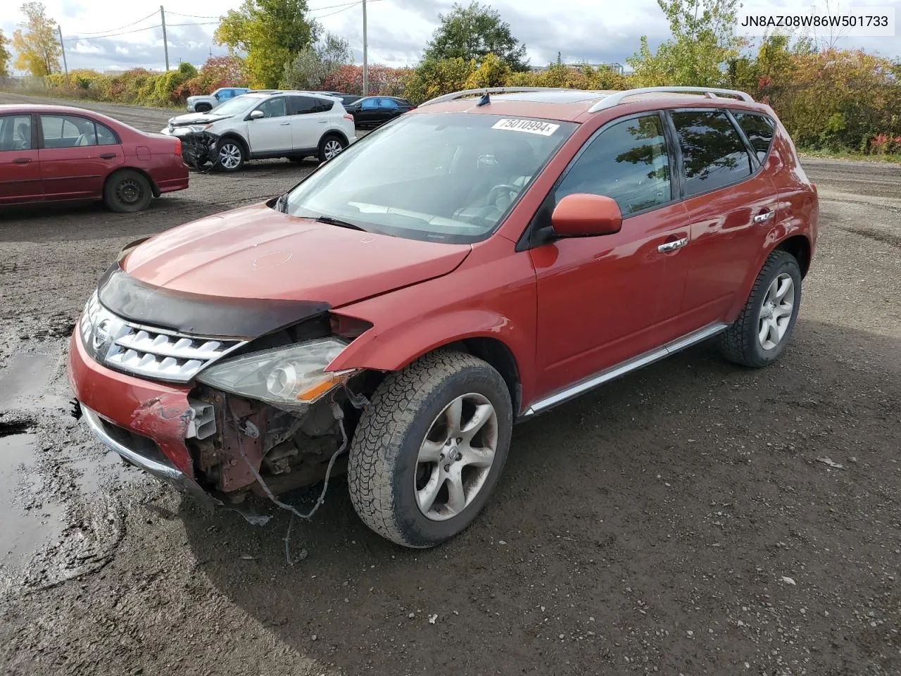 2006 Nissan Murano Sl VIN: JN8AZ08W86W501733 Lot: 75010994