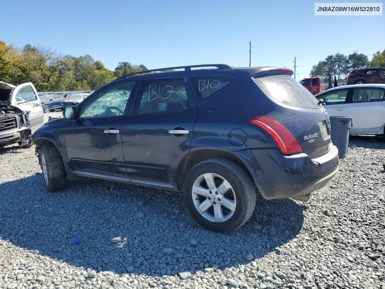 2006 Nissan Murano Sl VIN: JN8AZ08W16W532810 Lot: 75893674