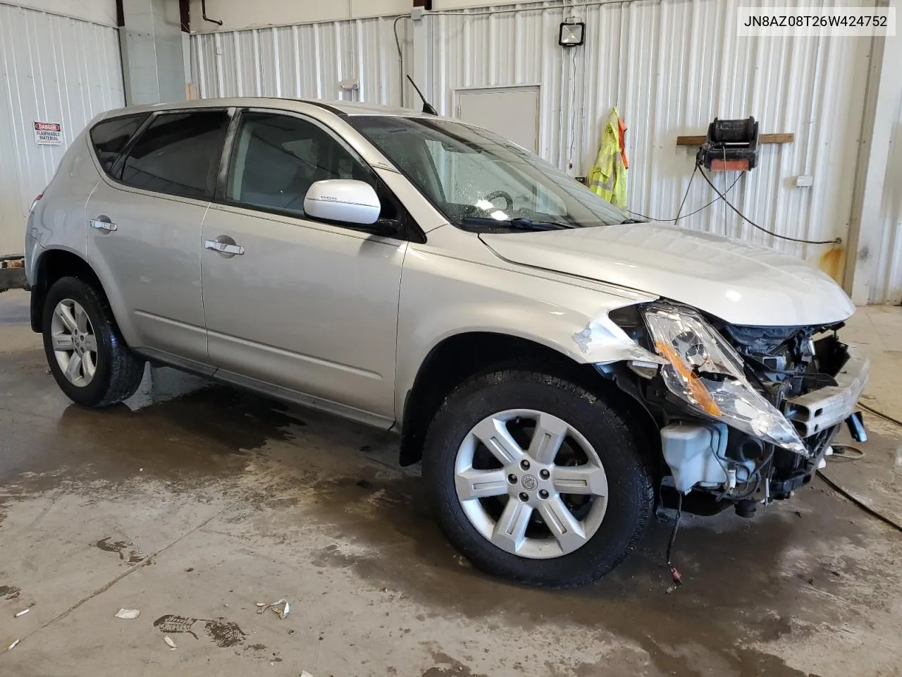 2006 Nissan Murano Sl VIN: JN8AZ08T26W424752 Lot: 76258914