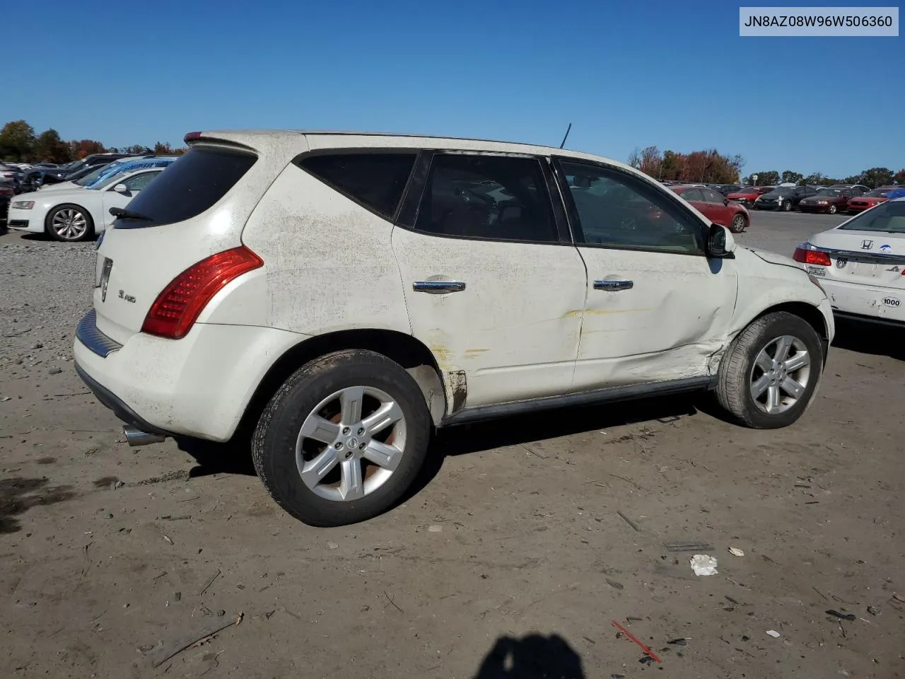 2006 Nissan Murano Sl VIN: JN8AZ08W96W506360 Lot: 77358634