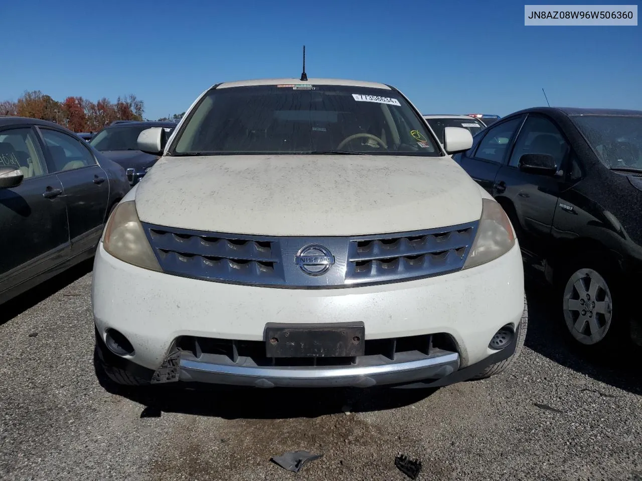 2006 Nissan Murano Sl VIN: JN8AZ08W96W506360 Lot: 77358634