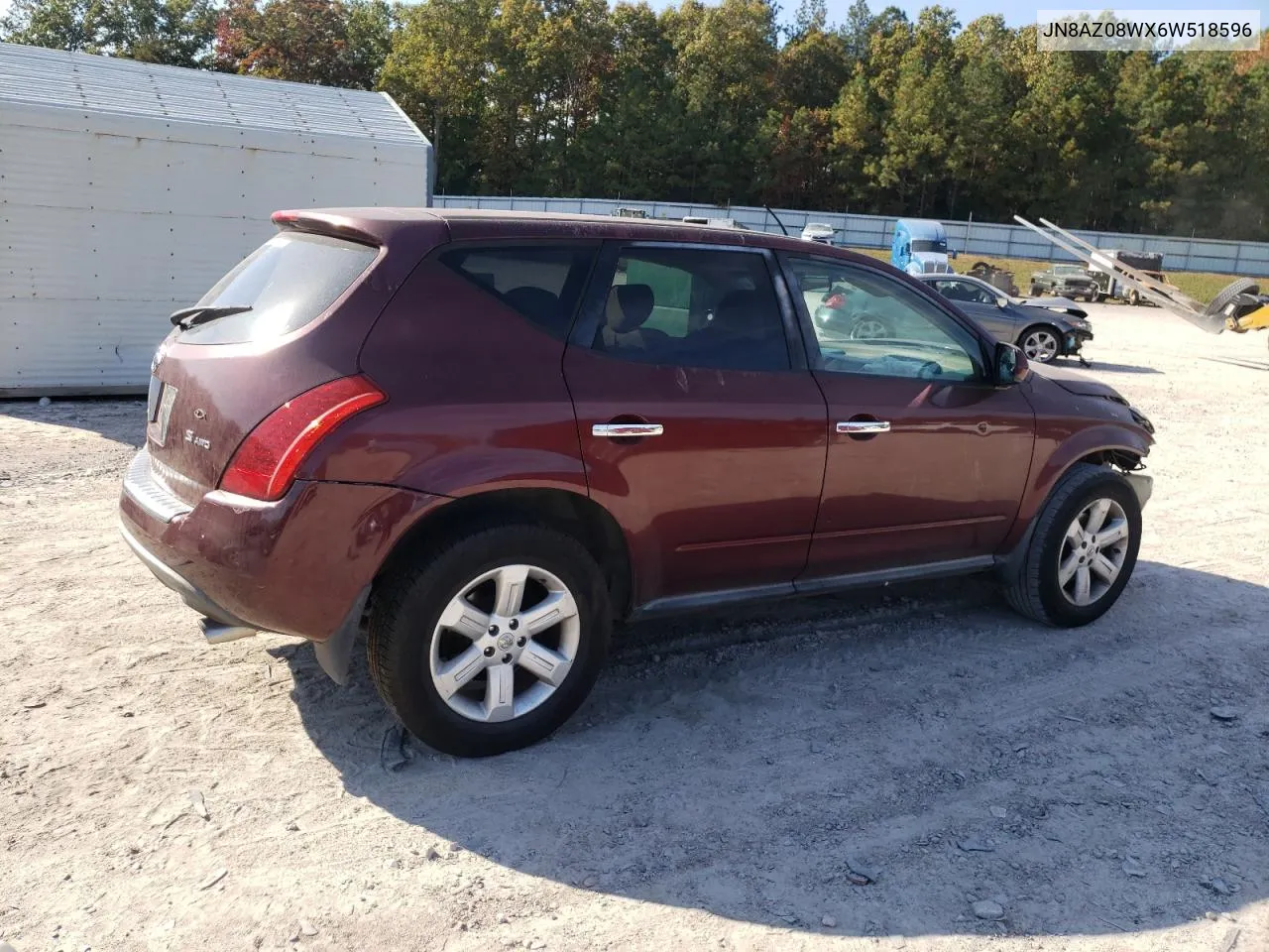 2006 Nissan Murano Sl VIN: JN8AZ08WX6W518596 Lot: 78172834