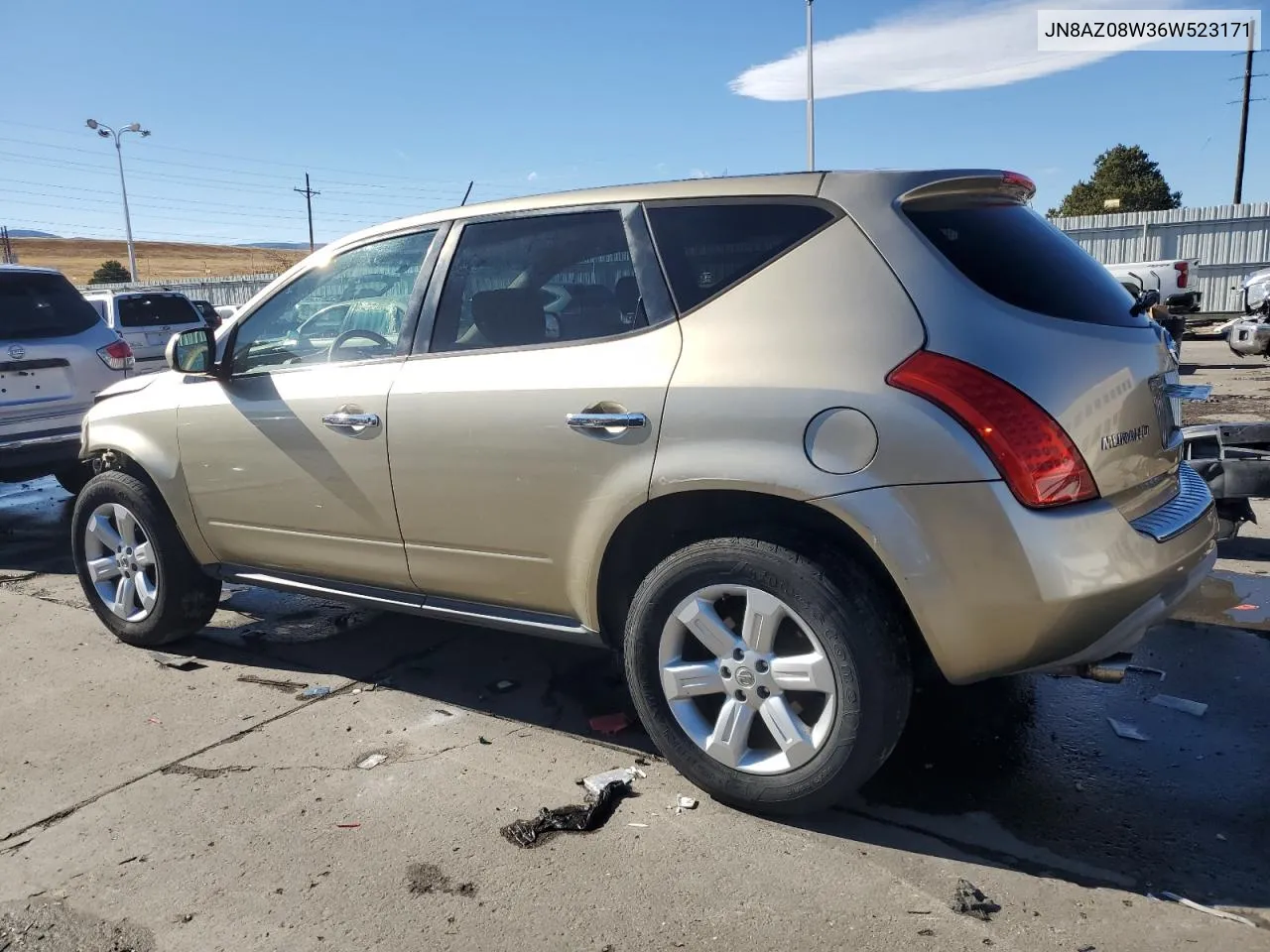 2006 Nissan Murano Sl VIN: JN8AZ08W36W523171 Lot: 78534054