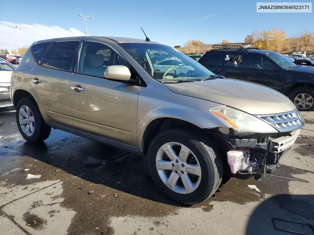 2006 Nissan Murano Sl VIN: JN8AZ08W36W523171 Lot: 78534054