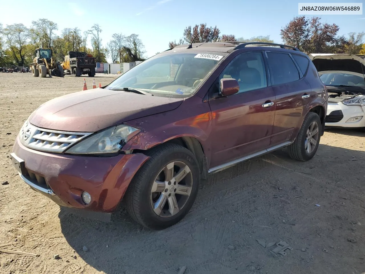 2006 Nissan Murano Sl VIN: JN8AZ08W06W546889 Lot: 78586284