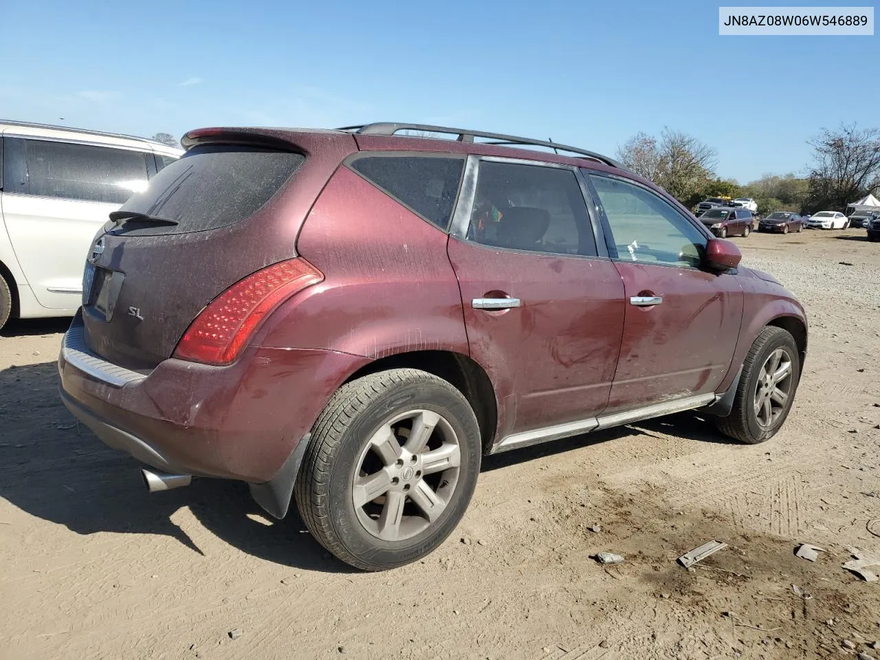 2006 Nissan Murano Sl VIN: JN8AZ08W06W546889 Lot: 78586284