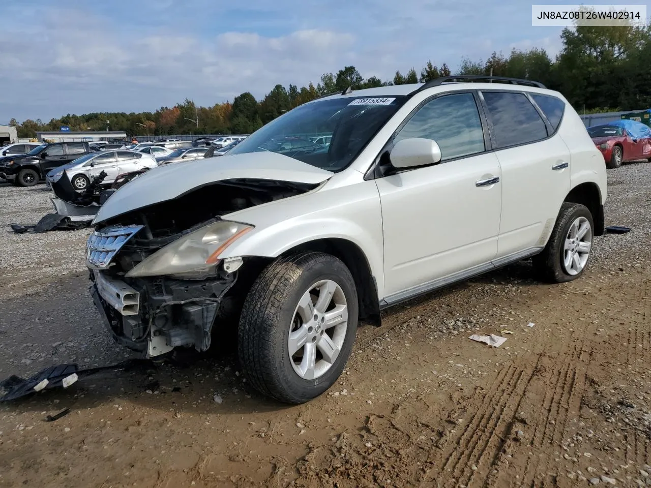 2006 Nissan Murano Sl VIN: JN8AZ08T26W402914 Lot: 78915334