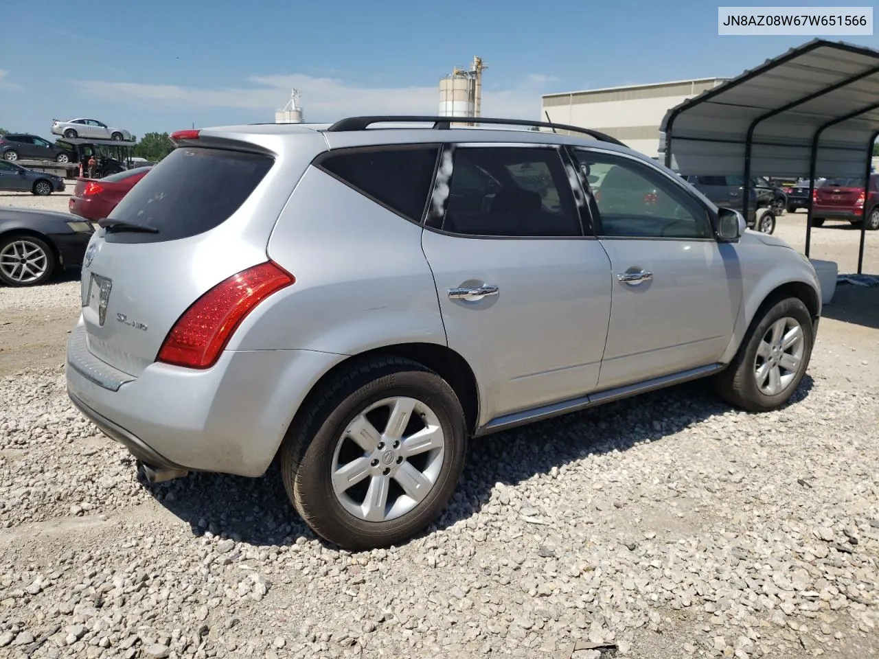 JN8AZ08W67W651566 2007 Nissan Murano Sl