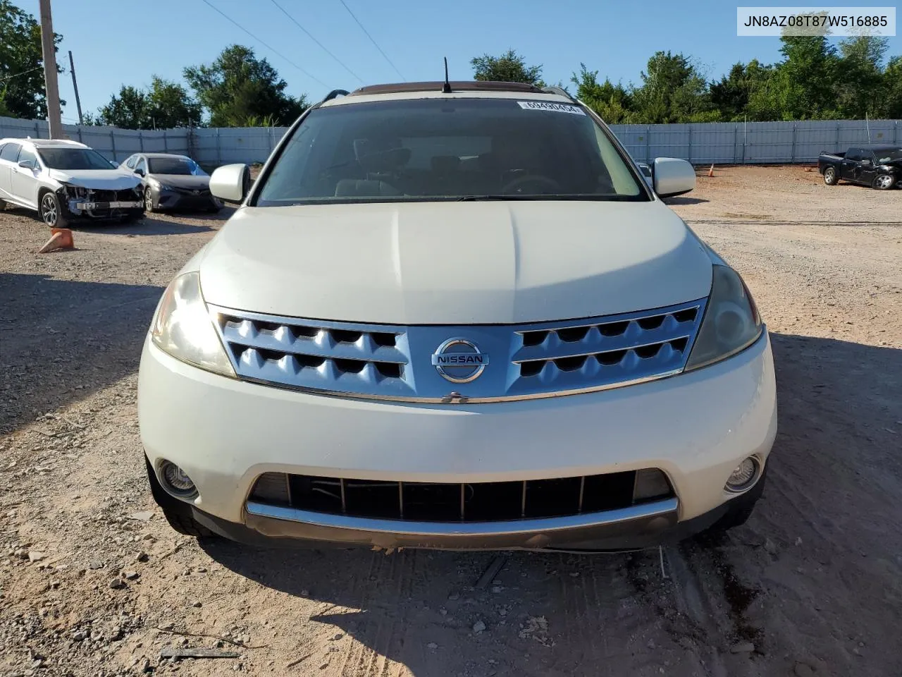 2007 Nissan Murano Sl VIN: JN8AZ08T87W516885 Lot: 69490454