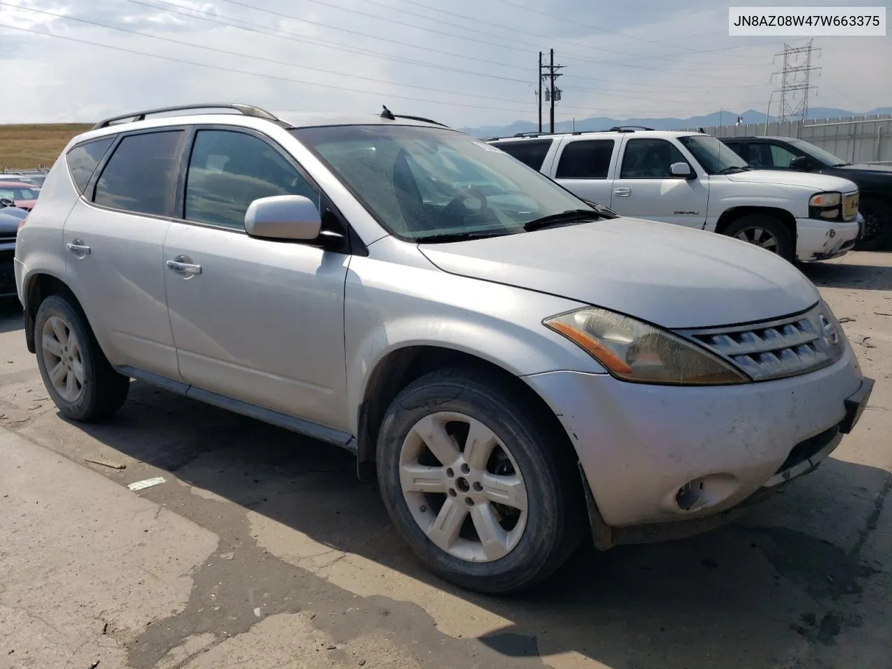 2007 Nissan Murano Sl VIN: JN8AZ08W47W663375 Lot: 70393364