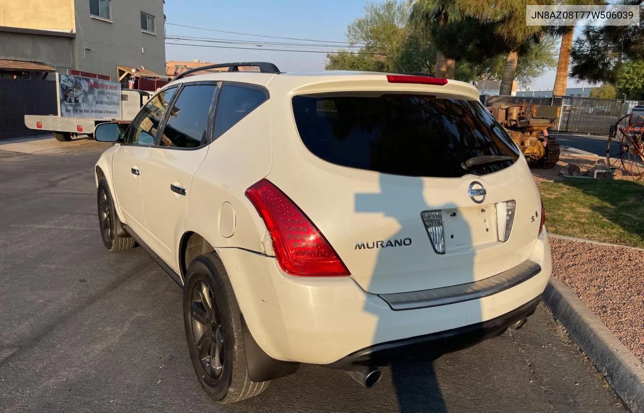 2007 Nissan Murano Sl VIN: JN8AZ08T77W506039 Lot: 70891234