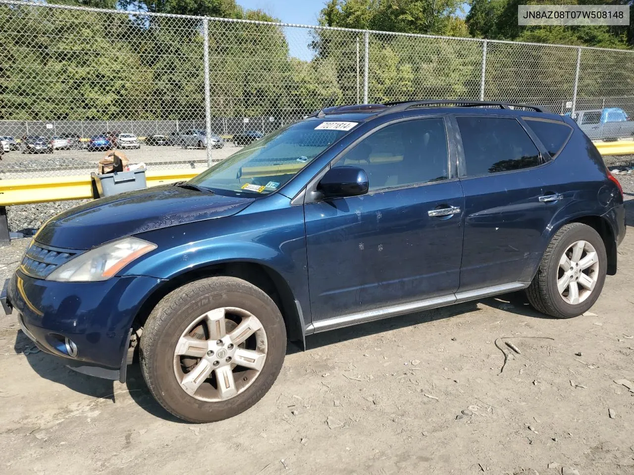 2007 Nissan Murano Sl VIN: JN8AZ08T07W508148 Lot: 72271814