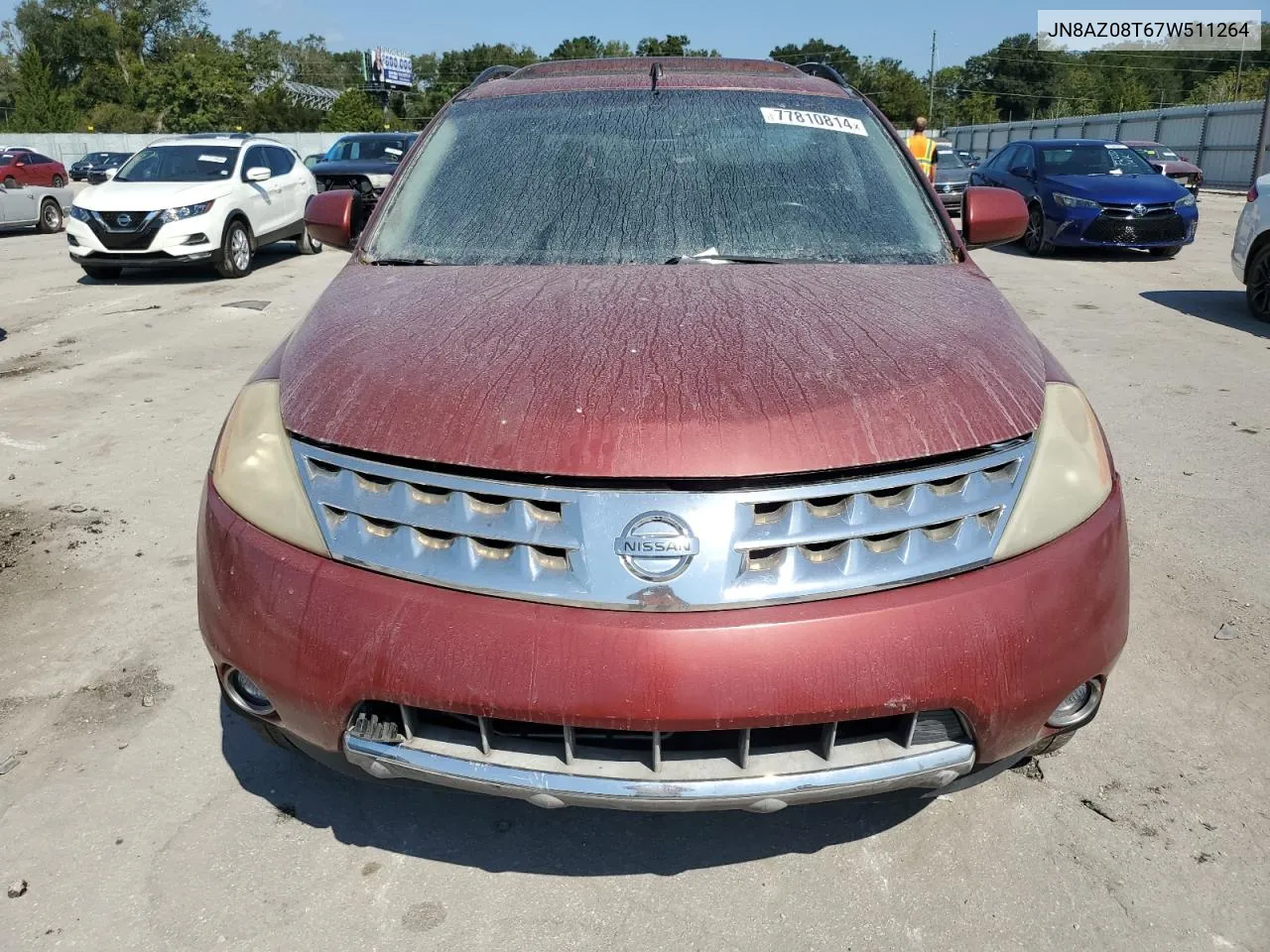 JN8AZ08T67W511264 2007 Nissan Murano Sl