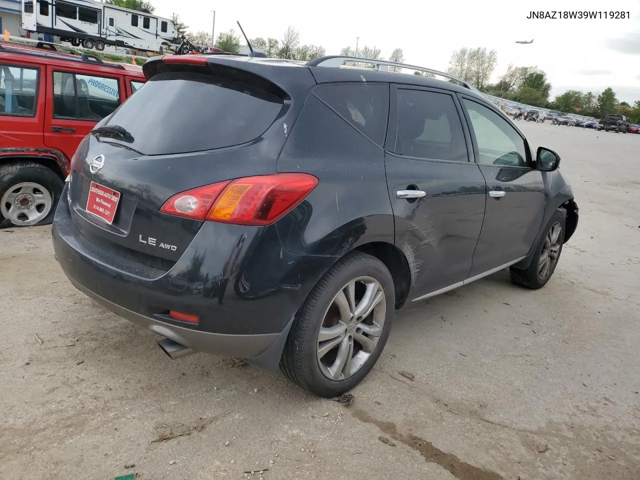 2009 Nissan Murano S VIN: JN8AZ18W39W119281 Lot: 51001684