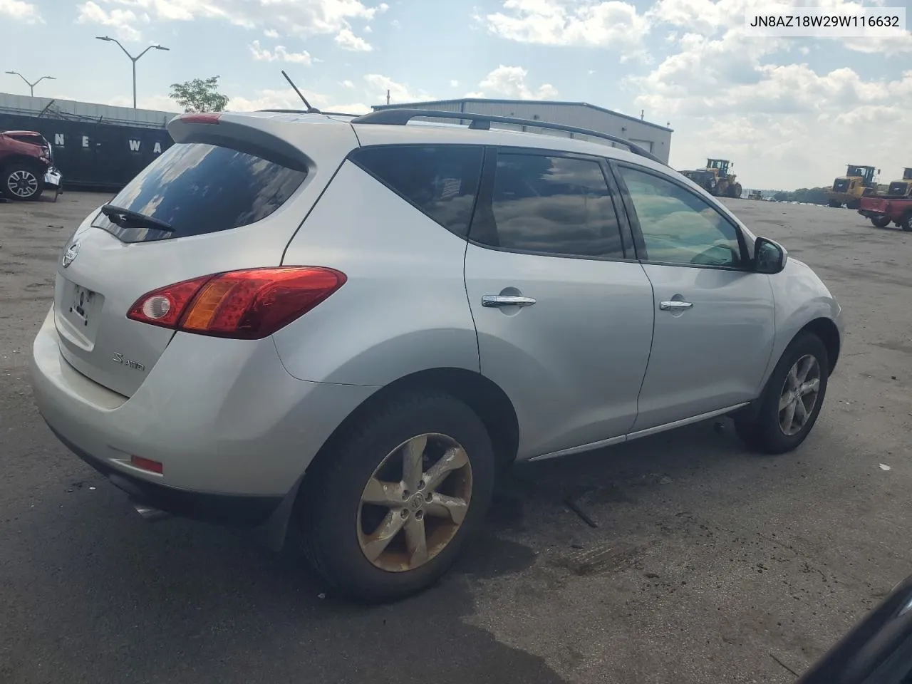 2009 Nissan Murano S VIN: JN8AZ18W29W116632 Lot: 59583834