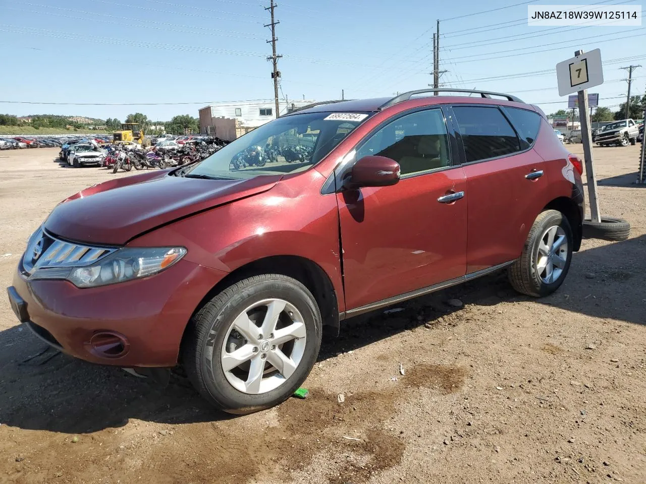 2009 Nissan Murano S VIN: JN8AZ18W39W125114 Lot: 69972564