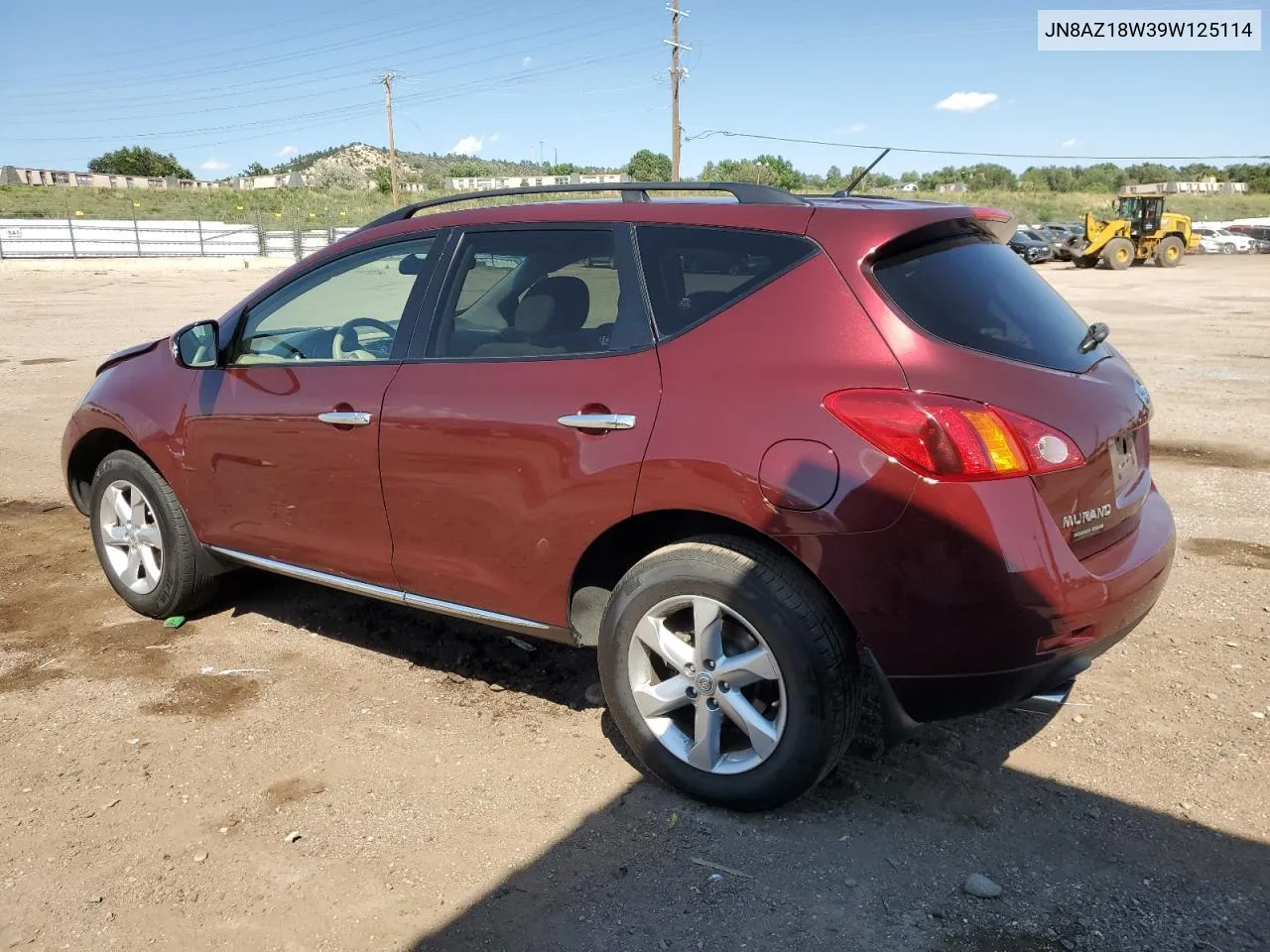 2009 Nissan Murano S VIN: JN8AZ18W39W125114 Lot: 69972564