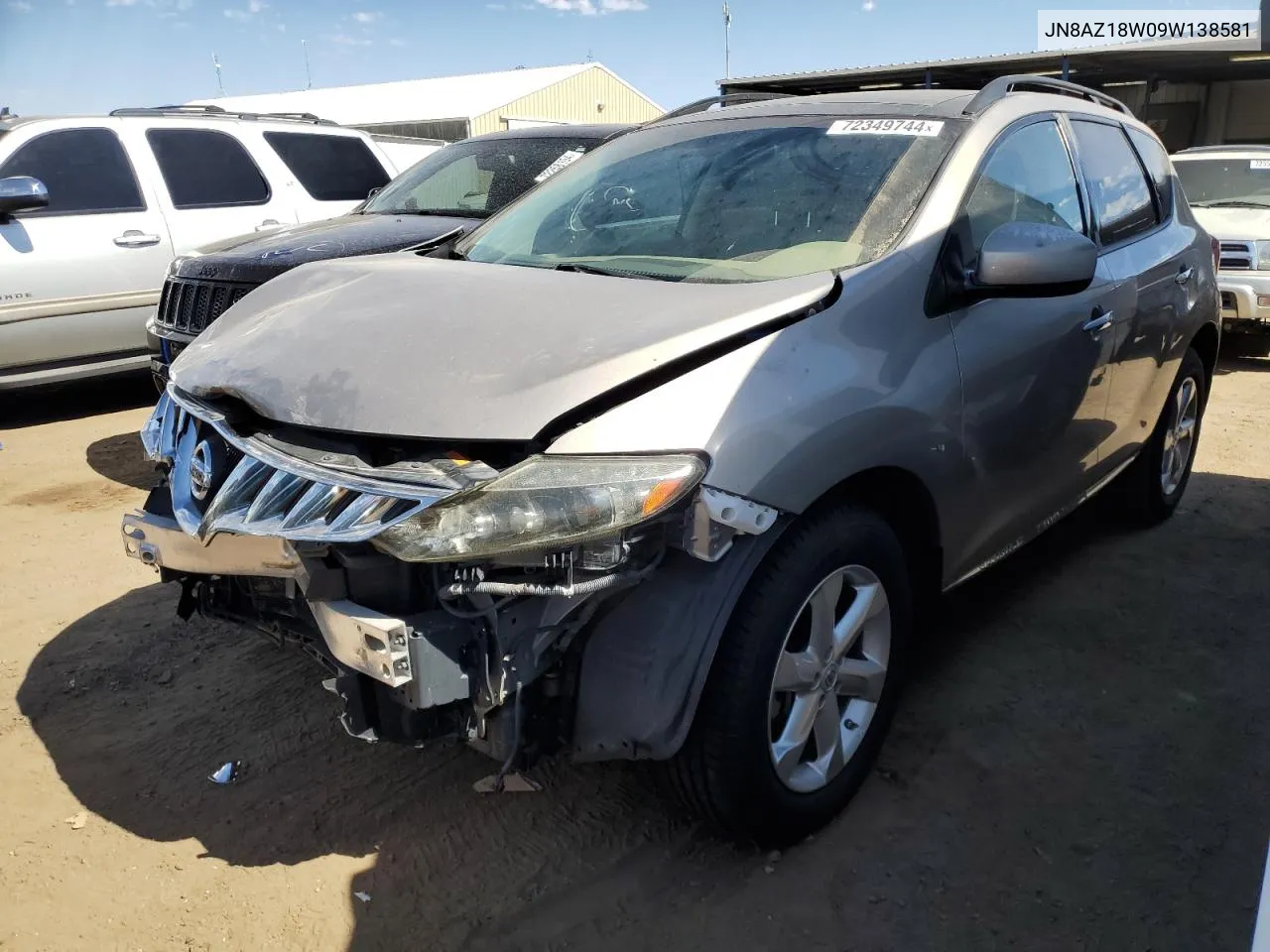 2009 Nissan Murano S VIN: JN8AZ18W09W138581 Lot: 72349744